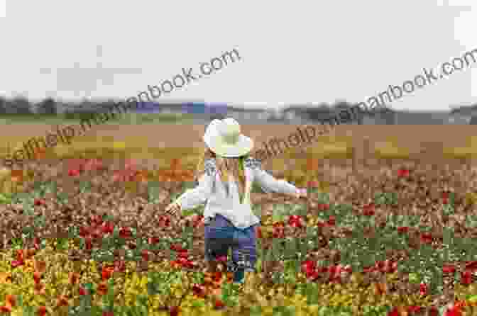 A Woman Walking Through A Field Of Flowers, Smiling And Filled With Joy. Stumbling Toward Happiness: Haibun And Hybrid Poems